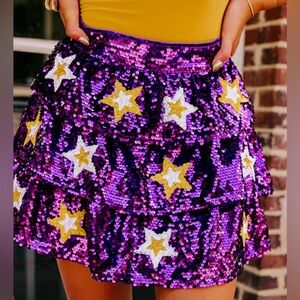 LSU Gameday Purple & Gold Sequin Skirt, BRAND NEW, NEVER WORN! Large